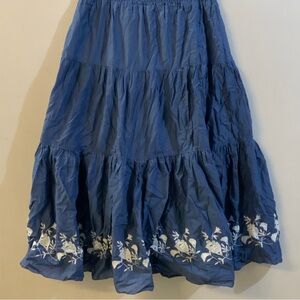 Old Navy Blue A-Line Skirt with White Embroidery